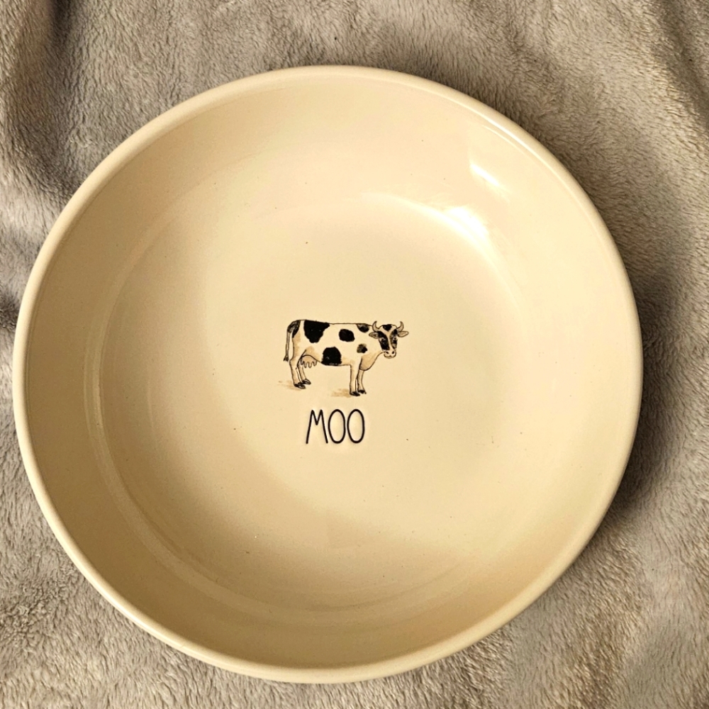 Rae Dunn Moo Cow Ceramic White Pasta Bowl Brand NEW with Tags